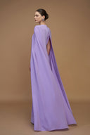 Light Purple V-Neck Column Gown With Crystal Cape Sleeves for women, from IHF ATELIER, The Viet Concept 