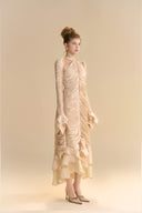 LINH PHUNG • Solenne Champagne Organza Halter Midi Dress