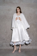 Swan Feather Trim Satin Maxi Gown for women, from DANG PHONG DESIGNER, The Viet Concept