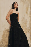L' SCARLETT • Avelisse Crystal-Embellished Fringe Jacquard A-Line Maxi Dress