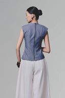 Blue Double Vest for women, from Keira Tong, The Viet Concept 