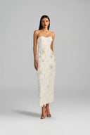 Spaghetti Bloom 3D Floral Brocade Midi Cocktail Dress for women, from L'SCARLETT, The Viet Concept