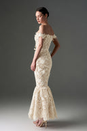 IHF STUDIO • Scarlet Floral Garden Lace Off-Shoulder Mermaid Gown
