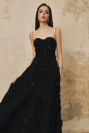 L' SCARLETT • Avelisse Crystal-Embellished Fringe Jacquard A-Line Maxi Dress