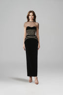 Karma Sculpted Beaded Crepe Gown With Tulle Cape for women, from JOSEPHINE, The Viet Concept