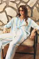 XITA • Xita Azure Striped Silk Pants