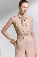 Cherub Linen Bow-Tie Sleeveless Shirt for women, from ARTI, The Viet Concept 