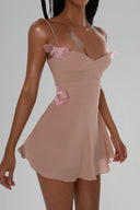 Brown Isabeau Mini Dress for women, from Huelley Rose, The Viet Concept 