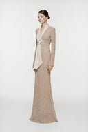 L'ALLÉE • Silk Scarf-Lapel Column Gown