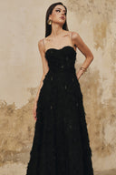 L' SCARLETT • Avelisse Crystal-Embellished Fringe Jacquard A-Line Maxi Dress