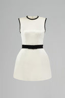 Élancia White Taffeta Puff Hip Mini Dress With Crystal Bow for women, from IHF STUDIO, The Viet Concept 