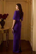 Celestia Crystal-Embellished Crepe Column Cape Gown for women, from IHF ATELIER, The Viet Concept 