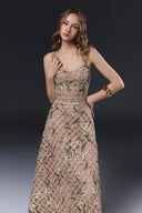 Elsie Brown Lace Tulle Evening Gown for women, from JOSEPHINE, The Viet Concept