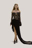 Black Melantha Off-Shoulder Maxi Dress for women, from La Vierge, The Viet Concept 