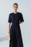 HOBB • Silk Cotton Fitted Bodice Flared Midi Dress