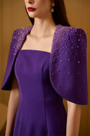 Celestia Crystal-Embellished Crepe Column Cape Gown for women, from IHF ATELIER, The Viet Concept 