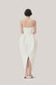 White Ly Pegged Straight Across Neck Taffeta Midi Dress for women, from TINH, The Viet Concept 