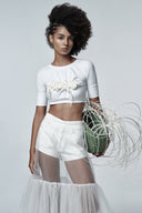 Isla Grace Ethereal White Layered Mini Skirt Set for women, from DAS LA VIE, The Viet Concept 