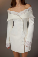 Off-Shoulder Lace Trim Tulip Mini Dress for women, from KEIRA TONG, The Viet Concept 