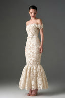 IHF STUDIO • Scarlet Floral Garden Lace Off-Shoulder Mermaid Gown