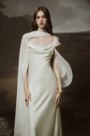 Mirena Couture Silk Satin Cape Maxi Dress for women, from LINH PHUNG, The Viet Concept