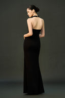 EEGEN STUDIO • Black Strapless Embellished Column Dress with Choker