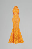 Aurélisse Orange Floral Lace Mermaid Maxi Dress for women, from IHF STUDIO, The Viet Concept 