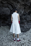 Ivory Cotton A-Line Cropped Wide-Leg Trousers for women, from CAOSTU, The Viet Concept