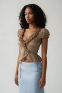 Namy Sheer Ruffle Puff-Sleeve Tie Top for women, from HUELLEY HUELLEY, The Viet Concept