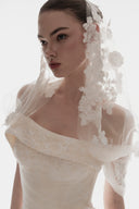 L'ALLÉE • Corset Lace Gown with Sheer Cape