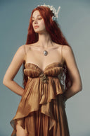 Rhea Cinnamon Blanca Crinkle Satin Goddess Couture Dress for women, from LA VIERGE, The Viet Concept 