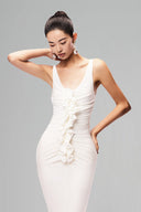 White Fanci Drapped Maxi Dress for women, from Pham Studio, The Viet Concept 