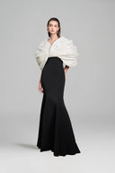 Black & White Mermaid Evening Gown Bow Draped Bodice Luxury Dress for women, from IHF ATELIER, The Viet Concept