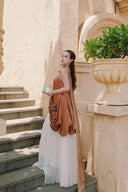 LINH PHUNG • Floreth Couture Rose-Embellished Mullet Top & Pleated Mesh Skirt Set
