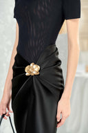 Miss Orchid Black Mesh & Silk Gown for women, from DO LONG, The Viet Concept 