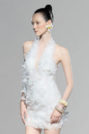 White Cacti Organza Mini Dress for women, from PHAM, The Viet Concept