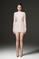 Celestia Pearl-Embellished Mesh Lace Mini Dress for women, from IHF STUDIO, The Viet Concept