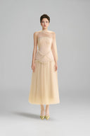 LINH PHUNG • Fayenna Strapless Crystal-Embellished Corset A-Line Midi Dress