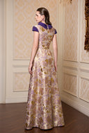 Purple Floral Metallic Jacquard A-Line Evening Gown for women, from IHF ATELIER, The Viet Concept 