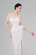 White Woni Off-shoulder Maxi Dress for women, from BYDI, The Viet Concept 