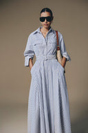 Thera Striped Belted Cotton Shirt Dress for women, from Keira Tong, The Viet Concept