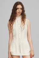 Cream Charlie Sleeveless Silk Blouse for women, from HUONG, The Viet Concept 