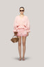 Pink Latisha Peplum Johnny Collar Organza Voile Mini Set for women, from Das La Vie, The Viet Concept 