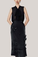 Thalia Straight Flower Applique Organza Midi Skirt for ươmen, from HOBB, The Viet Cocnept 