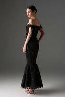 IHF STUDIO • Scarlet Floral Garden Lace Off-Shoulder Mermaid Gown