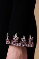 Black Crepe De Chine Round Neck Long Sleeve Column Gown for women, from IHF ATELIER, The Viet Concept 