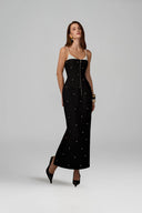 Studded Contrast Twill Maxi Dress for women, from KEIRA TONG, The Viet Concept