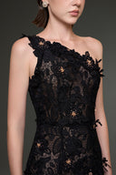 Black Orchid Pearl-Embellished One-Shoulder Mermaid Gown for women, from IHF STUDIO, The Viet Concept