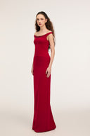 21SIX • Lucia Crepe Off-Shoulder Crystal-Embellished Evening Gown