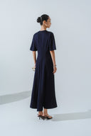 HOBB • Silk Cotton Fitted Bodice Flared Midi Dress